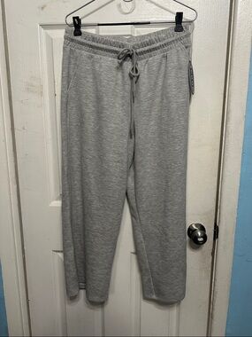 Women's Light Gray Wide-Leg Drawstring Pants